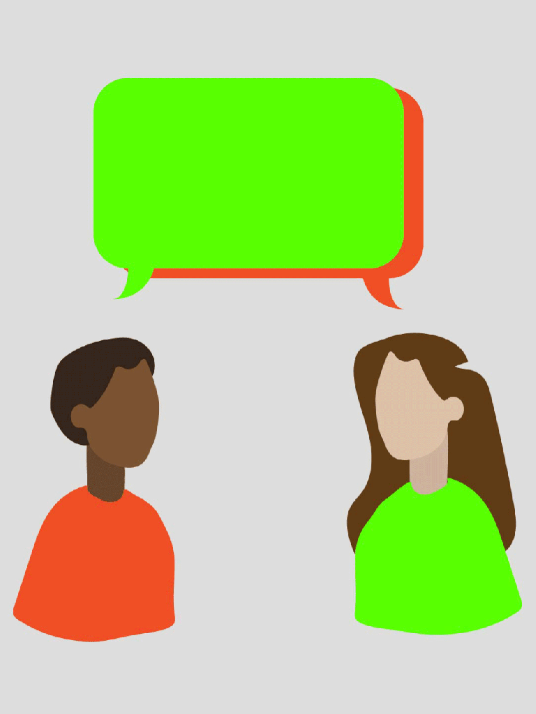 two people with alternating speech bubbles